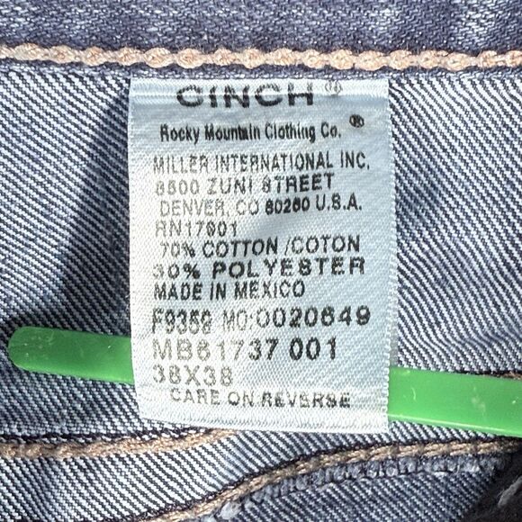 Cinch Grant Jeans Mens 38x36 (Fits 39x37) Med Wash Straight Leg Relaxed Fit - Picture 6 of 14